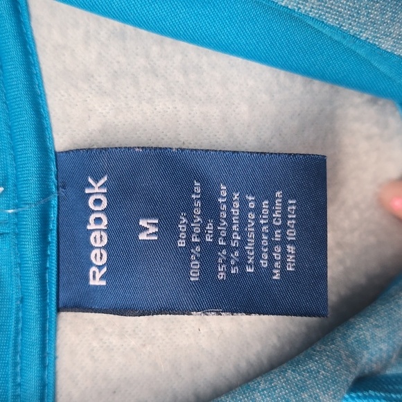Reebok Turquoise Hooded Sweatshirt Medium - Picture 3 of 5